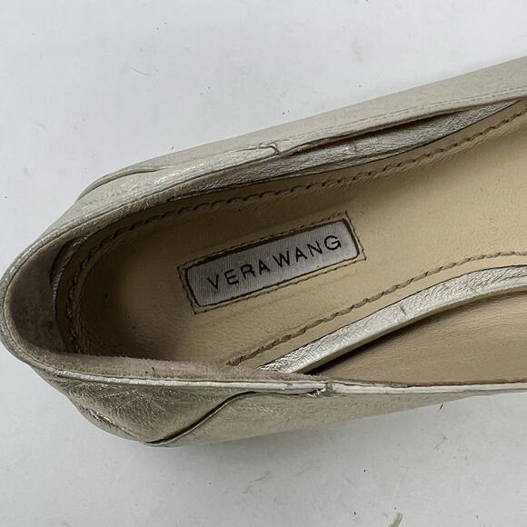 Vera Wang LAVENDER SILVER REAL LEATHER EMBELLISHMENT FLAT ROUND TOE BALLET 6.5 - Picture 9 of 12